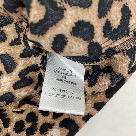 Daniel Rainn Brown Animal Print Sleeveless Blouse Chiffon V-Neck Tank Size M - Picture 5 of 8